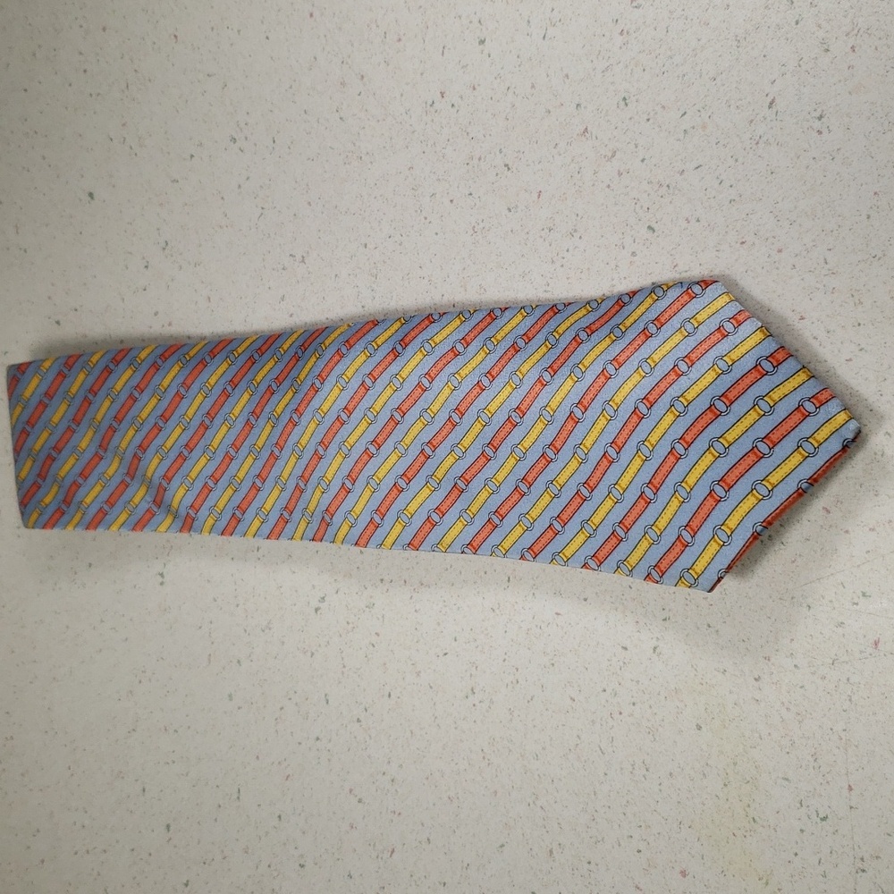 Michael Kors Men's Lite Blue Red Yellow Silk Dress Necktie - Picture 2 of 8